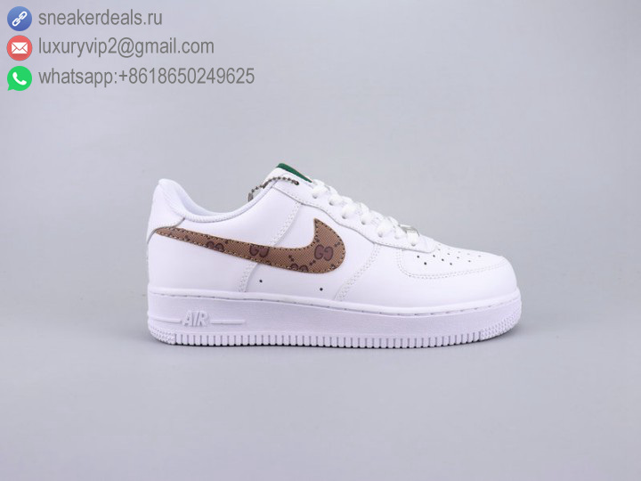 GG X NIKE AIR FORCE 1 '07 UNISEX SKATE SHOES LOW WHITE BROWN
